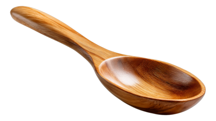 Wooden spoon on transparent background for easy integration into projects isolated white background