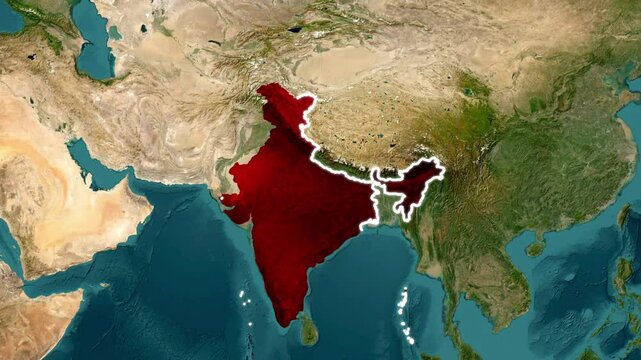Indian 3D Map Animation Video, Indian Geological Map Animation, Political Map of India with Glowing Border in 3D animation 