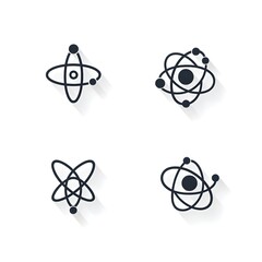 Set of Molecular Atom Icon Quantum Particle Physics Element Atomic Chemistry Scientific Nuclear Science Flat Vector Illustration