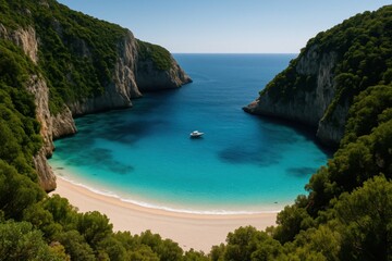 Fototapeta premium Stunning coastal cove with crystal clear waters