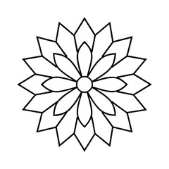 mosaic mandala flower center with leaf rays around