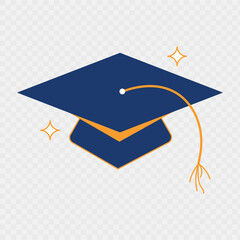 Student hat doodle icon. High education symbol. Vector.