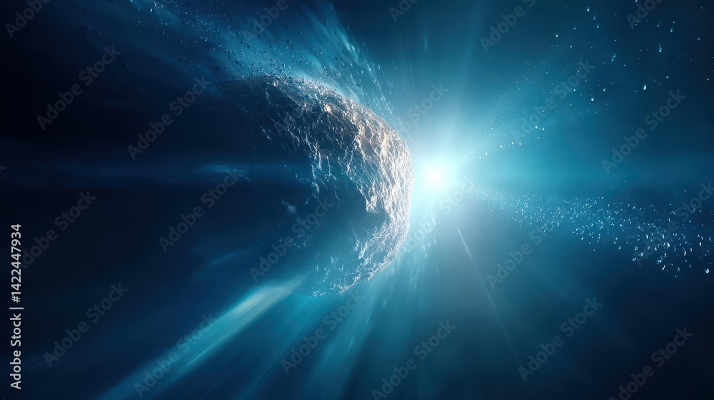 Aufkleber asteroid approaches moon with potential impact threat in near future