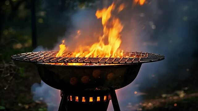 burning barbeque fire and flames
