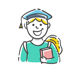 happy student icon, happy student vector illustration-simple illustration of happy student, perfect for happy student logos and icons