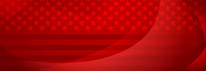 Vector illustration of the American flag in red colors with abstract stars and stripes, modern design for celebrations and national holidays.