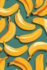 Green background with multiple yellow bananas illustration