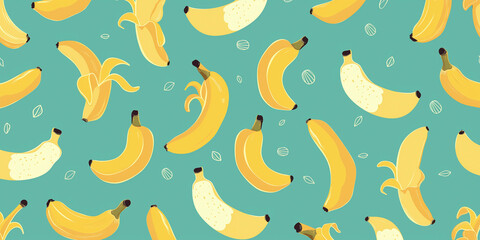 Green background with multiple yellow bananas illustration