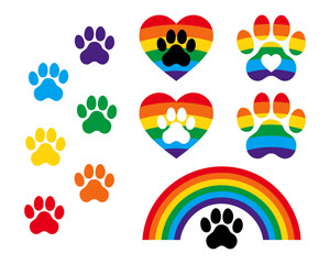 Rainbow Pet Memorial Vector Bundle, Pet Loss Designs, Rainbow Bridge, Paw Prints and Hearts