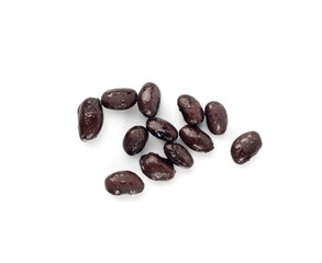 Obraz premium Black beans, cooked bean piles, baked legume, canned dark beans, rajma, Phaseolus vulgaris