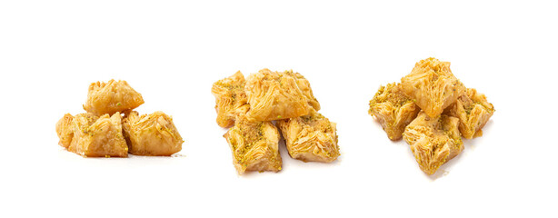 Baklava Isolated, Small Ramadan Dessert, Eastern Sweet Filo Pastries, Turkish Honey Baklawa, Oriental Desert