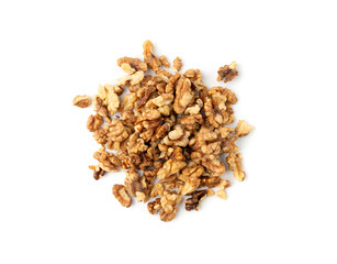 Chopped wallnut , broken roasted walnuts powder, heap of nuts crumbs, whole kernel pieces