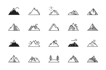 Mountain Icon Minimalist Line Drawing