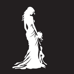 Girl Woman Ladies Dress Design Fashion Clothing Icon Set in Vector Dress Illustration Outline Art