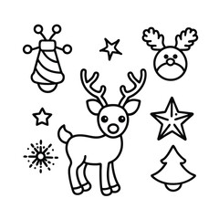 set of reindeer christmas elements
