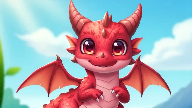 Cute Red Dragon Animation