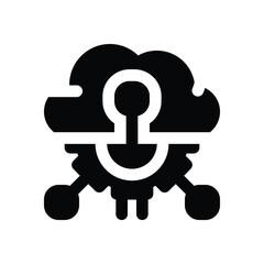 cloud service glyph icon. Strong and solid vector icon for websites, mobile interfaces, presentations, and visual branding. High quality and easy to edit.