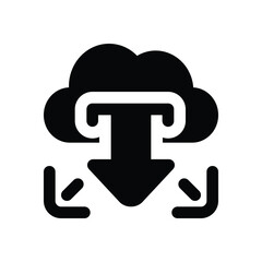 cloud download glyph icon. Strong and solid vector icon for websites, mobile interfaces, presentations, and visual branding. High quality and easy to edit.