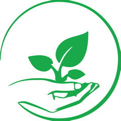 A green vector set of natural leaf icons illustrating plant ecology and spring foliage