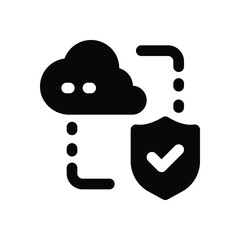 cloud protection  glyph icon. Strong and solid vector icon for websites, mobile interfaces, presentations, and visual branding. High quality and easy to edit.