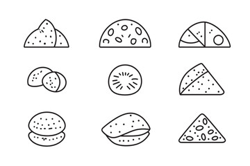 Flat Naan Icons in Line Style