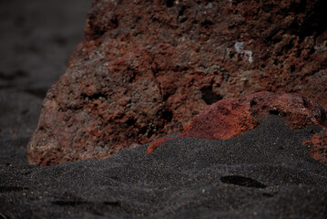 Red volcanic stones