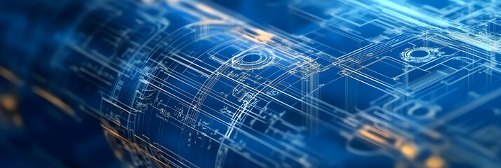 Obraz premium Abstract blueprint background texture. Engineering drawing. Parts for industrial construction