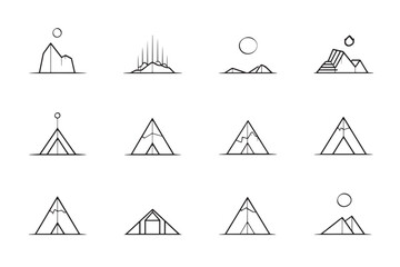 Northern Lights Iconic Line Drawing