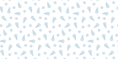 single color scatter seamless pattern with rabbit footprints for wrapping, textile, wallpaper and other. animal footprints background.