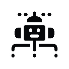 bot machine glyph icon. Strong and solid vector icon for websites, mobile interfaces, presentations, and visual branding. High quality and easy to edit.