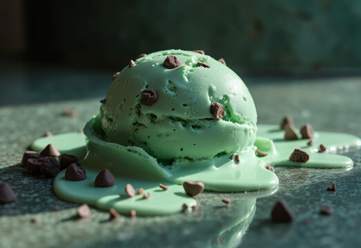 Melting Mint Chocolate Ice Cream