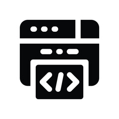 web development glyph icon. Strong and solid vector icon for websites, mobile interfaces, presentations, and visual branding. High quality and easy to edit.