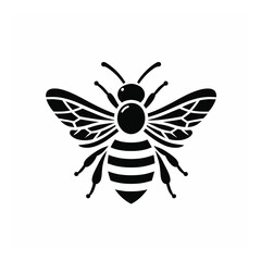 Fototapeta premium Black and white bee icon silhouette vector art illustration