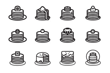 Simple Pancake Icon in Line Art