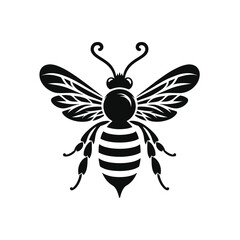 Fototapeta premium Black and white bee icon silhouette vector art illustration