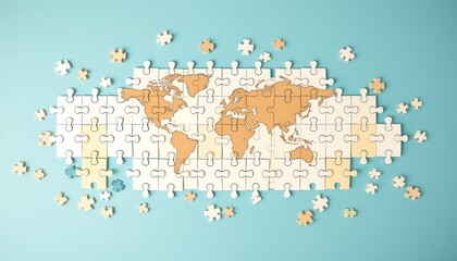 World map puzzle pieces