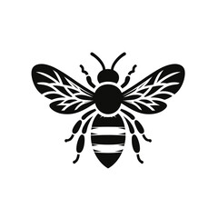 Fototapeta premium Black and white bee icon silhouette vector art illustration