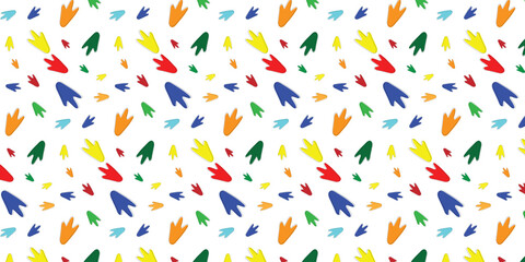 playful and colorful scatter seamless pattern with penguin footprints for wrapping, textile, wallpaper and other. animal footprints background for kids.