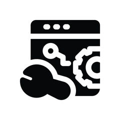 software development glyph icon. Strong and solid vector icon for websites, mobile interfaces, presentations, and visual branding. High quality and easy to edit.