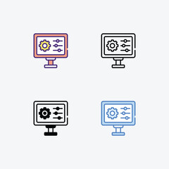 Setup  icons set in different style vector stock illustration