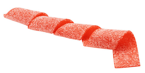 Gummy candy stripe, isolated on white background, full depth of field