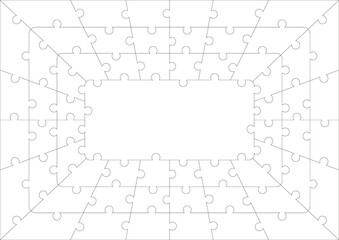 A puzzle of 61 pieces. Square puzzle pieces.