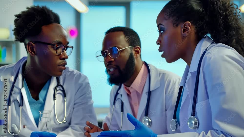 Aufkleber a diverse team of doctors reviews test results on a monitor in a clinical setting. teamwork, innovat