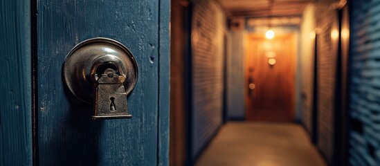 Obraz premium Dark Hallway Entrance Locked Door