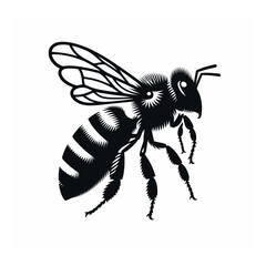 Obraz premium Black and white bee icon silhouette vector art illustration