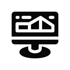 monitor glyph icon. Strong and solid vector icon for websites, mobile interfaces, presentations, and visual branding. High quality and easy to edit.