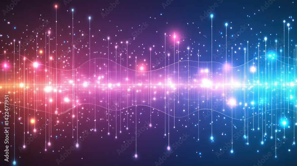 Poster abstract glowing data stream visualization for technology background
