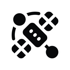 satellite glyph icon. Strong and solid vector icon for websites, mobile interfaces, presentations, and visual branding. High quality and easy to edit.
