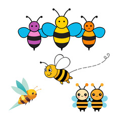 Beautiful Bees vector, Illustrations and icon