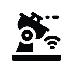 satellite dish glyph icon. Strong and solid vector icon for websites, mobile interfaces, presentations, and visual branding. High quality and easy to edit.